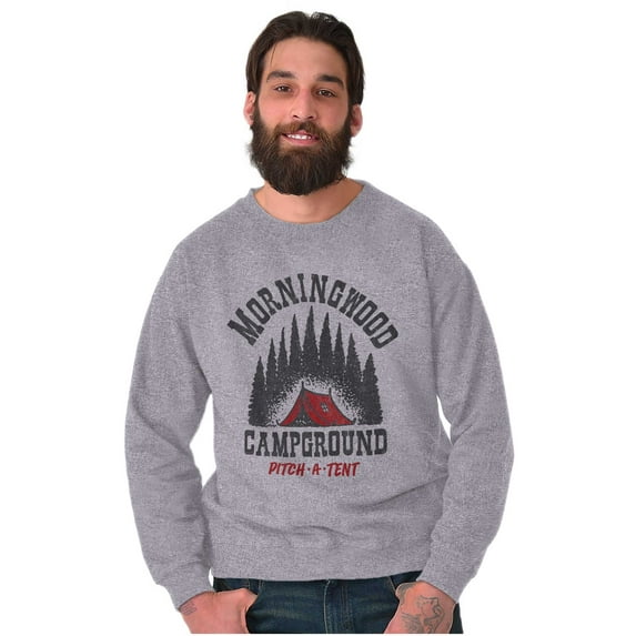 Morning Wood Campground Pitch A Tent Men's Crewneck Sweatshirt Brisco Brands X