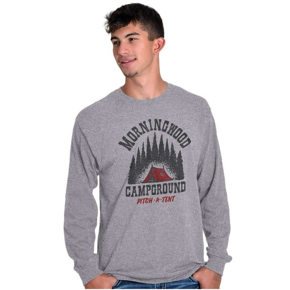 Morning Wood Campground Pitch A Tent Men's Long Sleeve Tee T Shirt Brisco Brands S