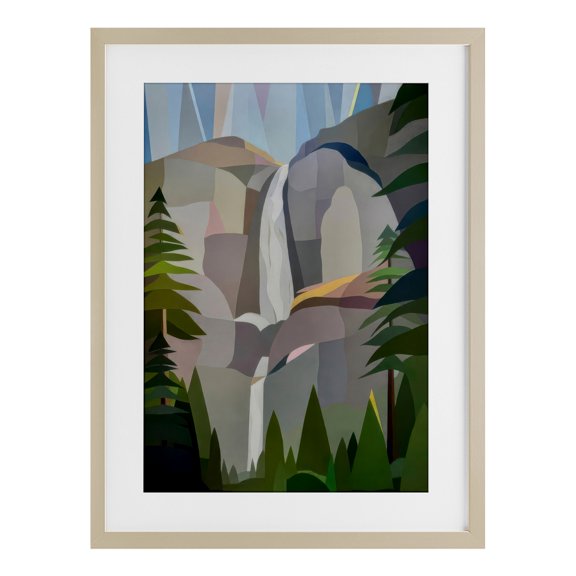 Stupell Industries Morning Yosemite Falls Abstract Birch Framed Print Under Glass, design by Melba Browne