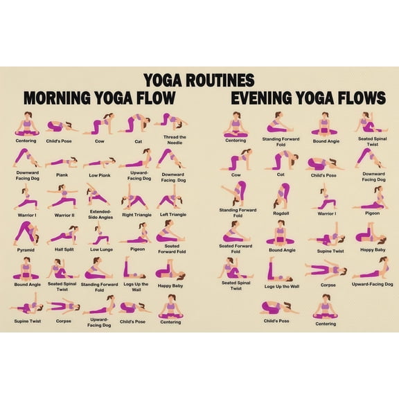 Morning and Evening Yoga Routine Chart for Home Gym Training Guide poster