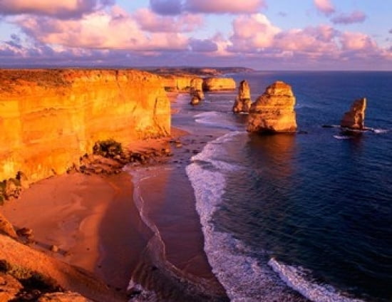 Morning at 12 Apostles Great Ocean Road Port Campbell National Park Victoria Australia Canvas Art - Howie Garber DanitaDelimont (24 x 18)