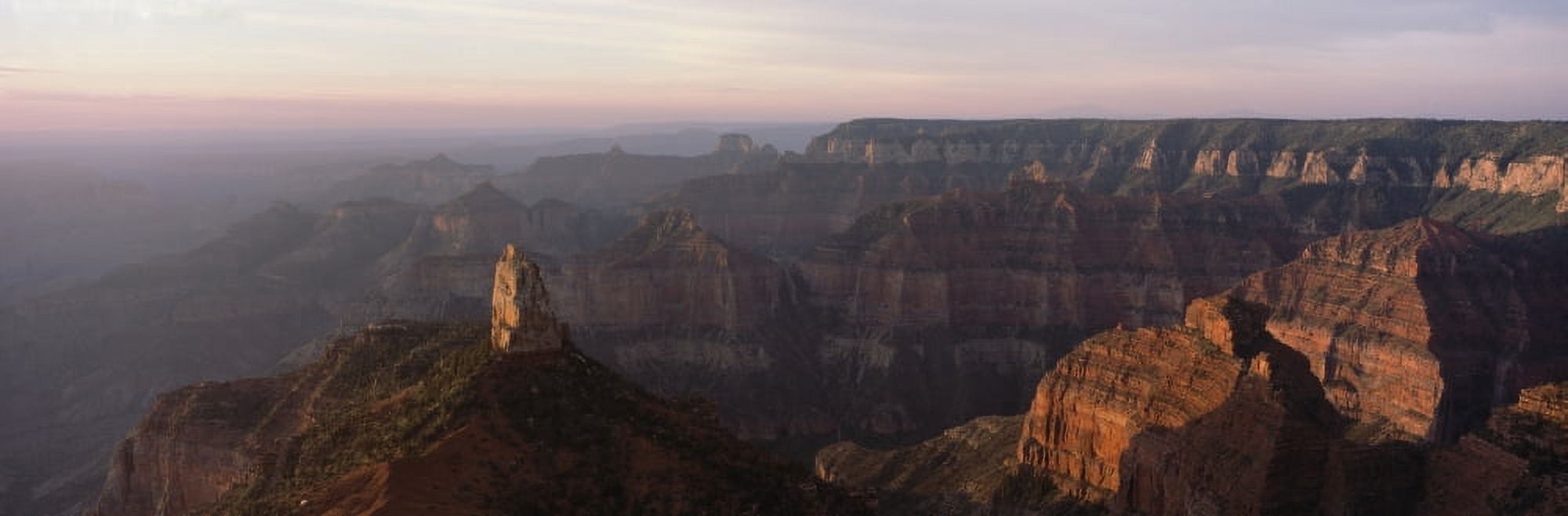 Morning light on the Grand Canyon from Point Imperial on the North Rim Mt Hayden (prominent feature in the left foreground) Grand Canyon National Park Arizona Canvas Art - Panoramic Images (27 x 9)
