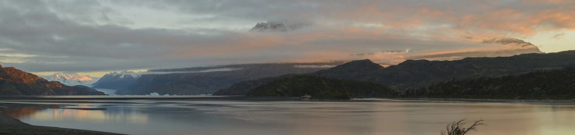 Morning light and clouds over Grey Lake Grey Glacier Torres Del Paine National Park Chile Canvas Art - Panoramic Images (39 x 9)