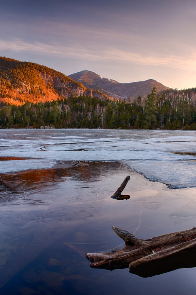 Morning light on Whiteface Mountain and spring thaw on Copperas Pond Adirondack Park New York State USA Canvas Art - Panoramic Images (36 x 12)
