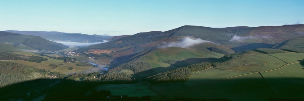 Morning mist in Tweed Valley Scottish Borders Scotland Canvas Art - Panoramic Images (27 x 9)