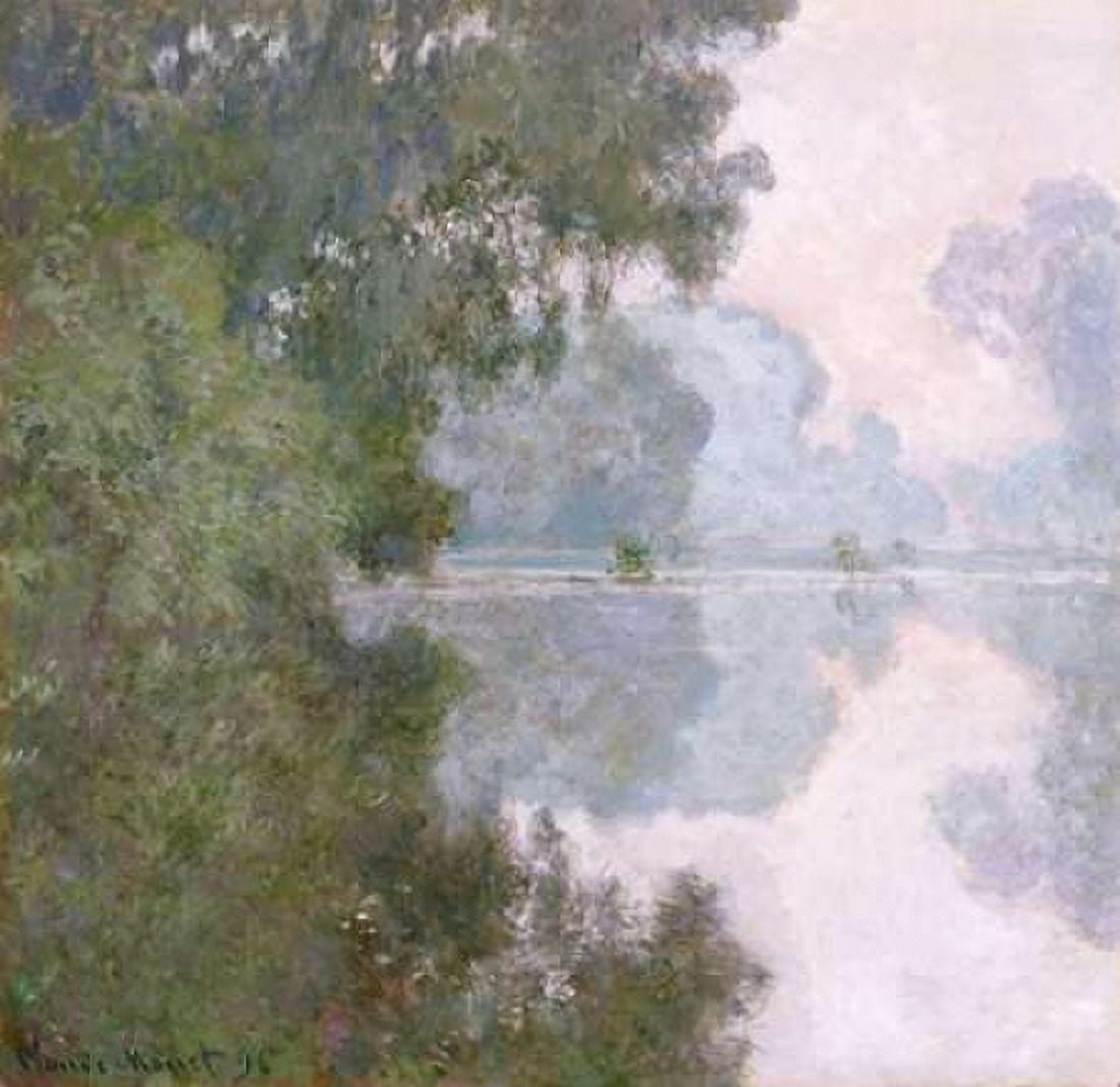 Morning on the Seine Near Giverny Canvas Art - Claude Monet (24 x 24)