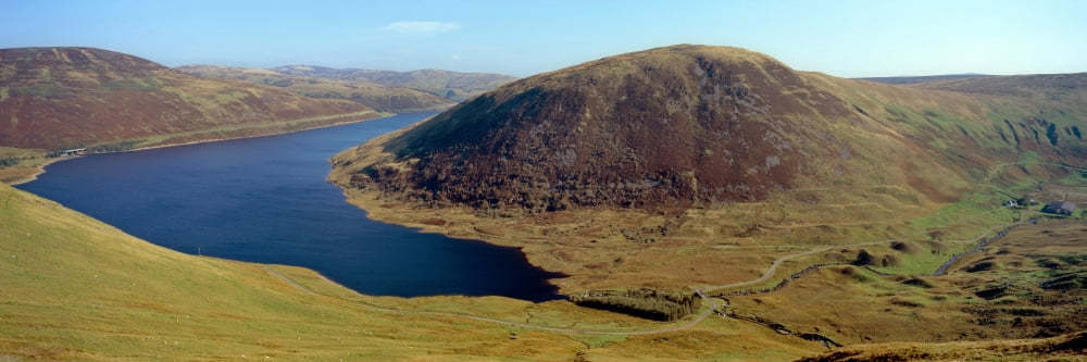 Morning sunlight over Megget Reservoir Scottish Borders Scotland Canvas Art - Panoramic Images (27 x 9)