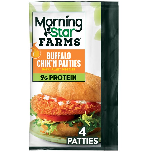 MorningStar Farms Buffalo Meatless Chicken Patties, 10 oz, 4 Count (Frozen)