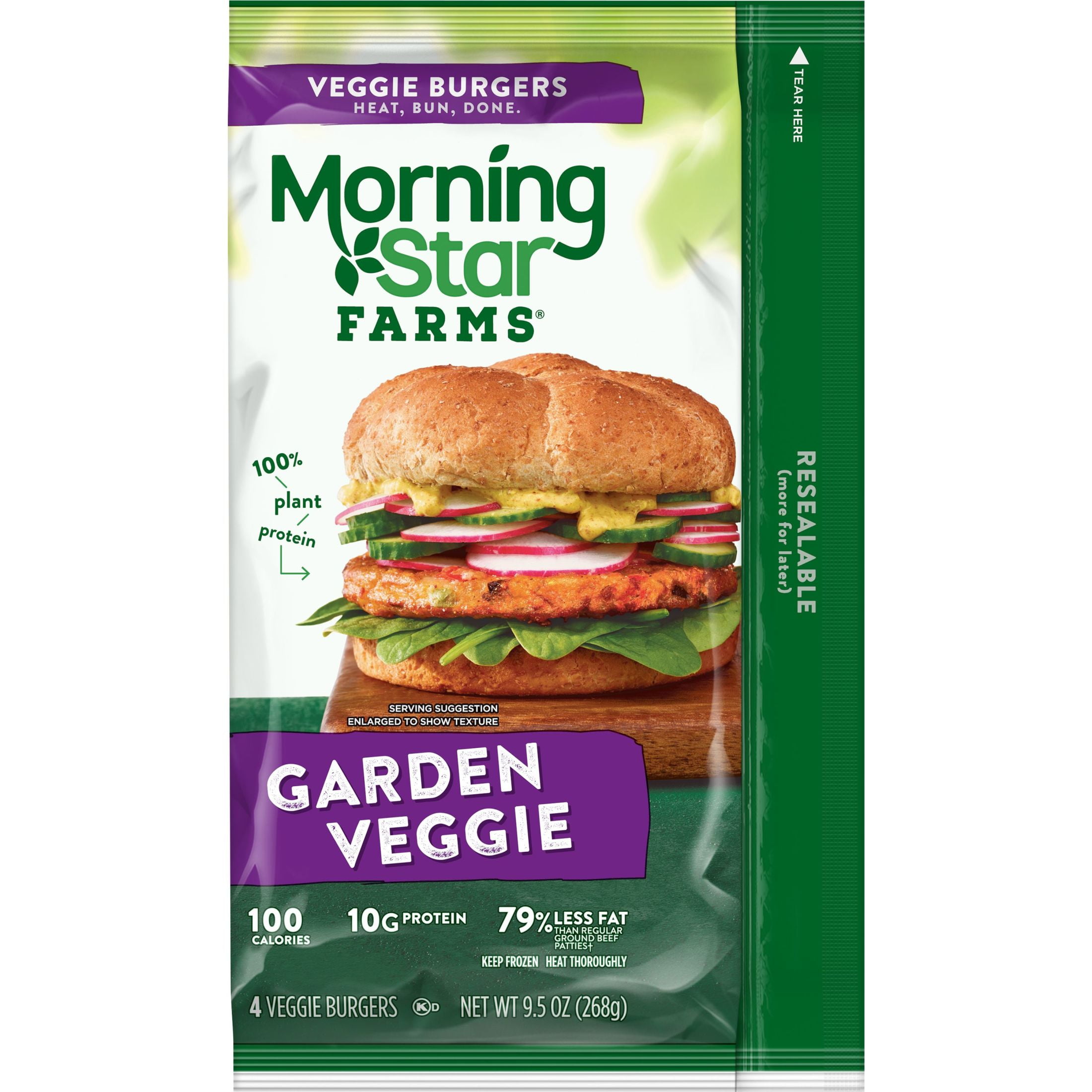 MorningStar Farms Garden Veggie Veggie Burgers, 9.5 oz, 4 Count (Frozen) -  Walmart.com