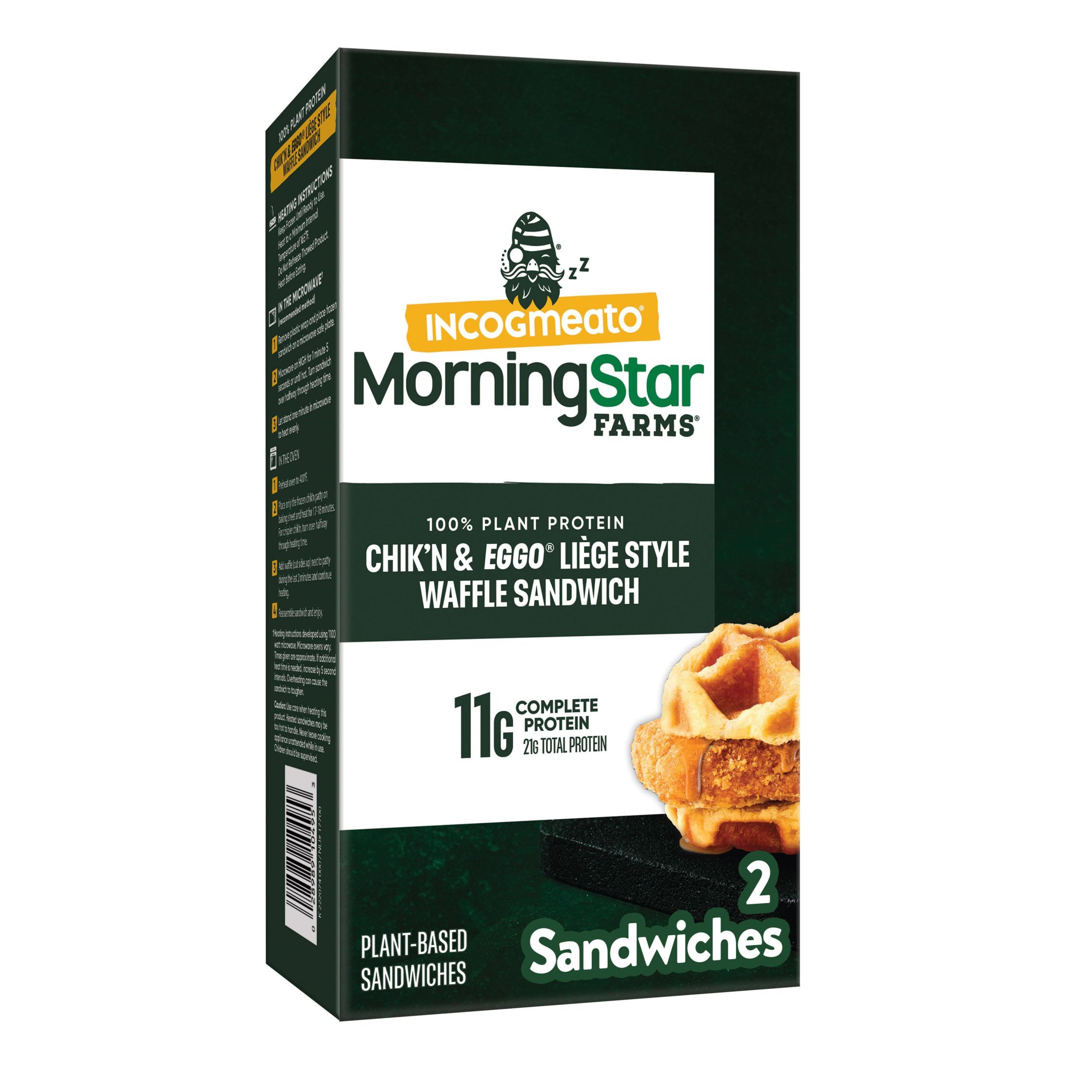 MorningStar Farms Incogmeato Original Meatless Chicken Waffle Sandwich, 9.3 oz (Frozen) - image 1 of 9