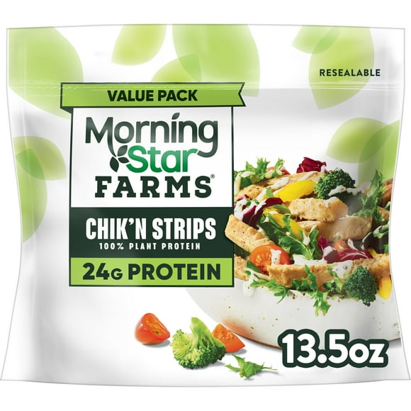 MorningStar Farms Meal Starters Vegan Original Plant Based Chik'n Strips, 13.5 oz Bag