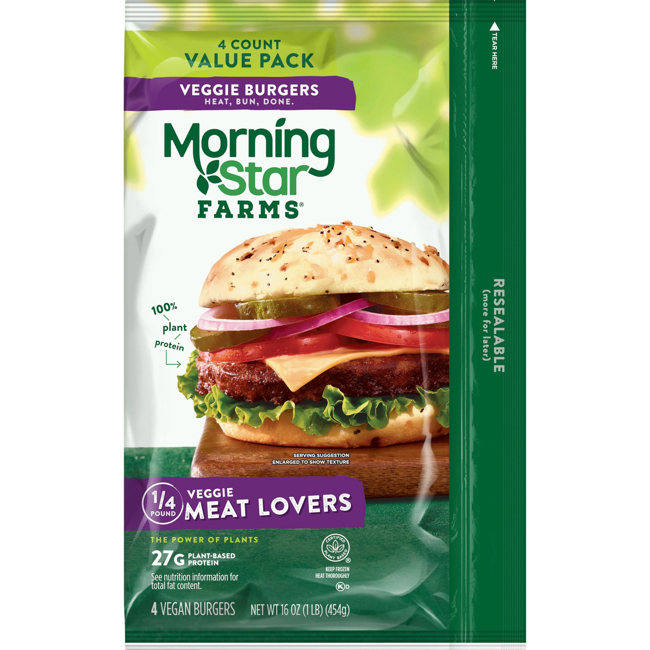 MorningStar Farms Meat Lovers Veggie Burgers, 16 oz (Frozen) - image 1 of 9