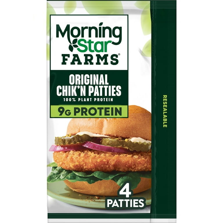 MorningStar Farms Original Chik'n Patties, Vegan Plant Based Protein, 4 Count (Frozen)
