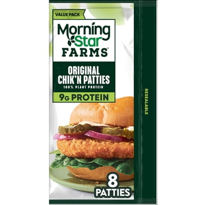 MorningStar Farms Original Plant Based Chik'n Patties, Vegan Chicken, 20 oz, 8 Count Bag