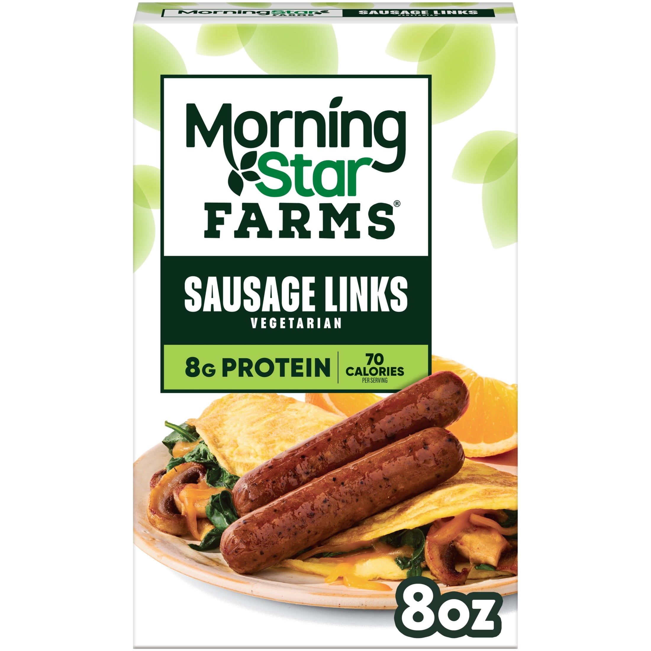 MorningStar Farms Veggie Breakfast Original Plant Based Sausage Links, Vegetarian Meat, 8 oz Box