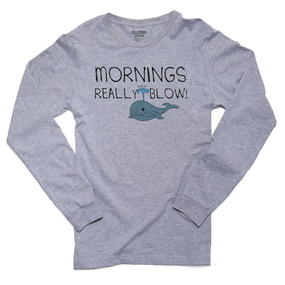 Mornings Really Blow! - Whale Hates Mornings Men's Long Sleeve Grey T-Shirt