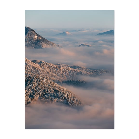 Mornings above the clouds - Bayern Deutschland Photography Unframed Wall Art Print 5 x 7 inches
