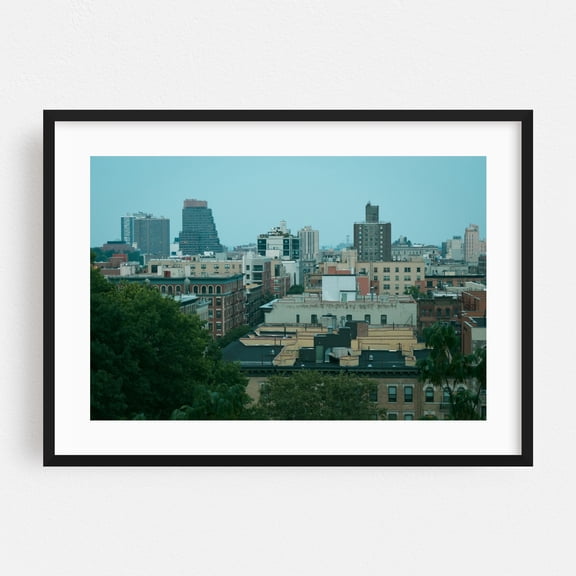 Morningside Heights View - Manhattan New York Photography City Skyline Architecture Street Photography Travel Poster Vintage Black Framed Wall Art Print 5 x 7 inches