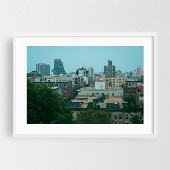 Morningside Heights View - Manhattan New York Photography City Skyline Architecture Street Photography Travel Poster Vintage White Framed Wall Art Print 5 x 7 inches