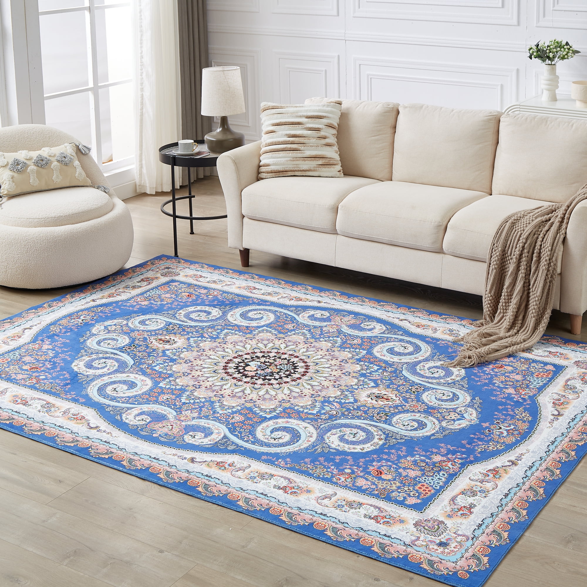 Moroccan 6x9 Rugs for Living Room, Large Washable Area Rug UltraThin