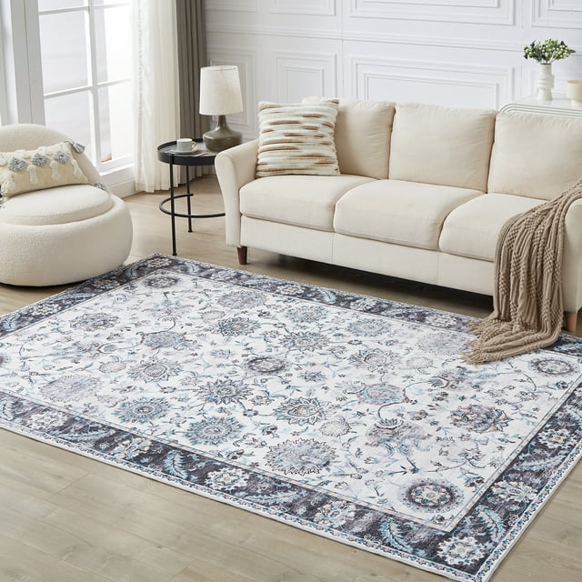 Moroccan 6x9 Rugs for Living Room, Large Washable Area Rug Ultra-Thin Soft Carpet, Oriental Bedroom Rug Distressed Non Shedding Throw Rug for Living Dining Room Office, 6x9ft, 03
