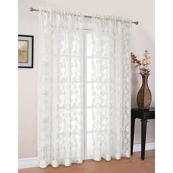 Moroccan Accents by Kate Aurora 1 Piece Rod Pocket Clipped Elegant Sheer Curtain Panel - Beige