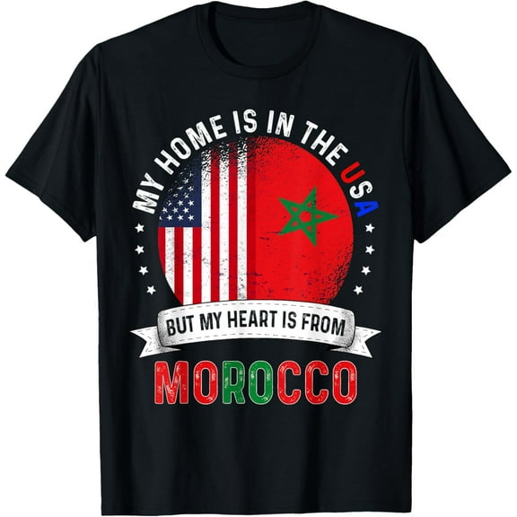 Moroccan American Patriot Heart is from Morocco Flag T-Shirt