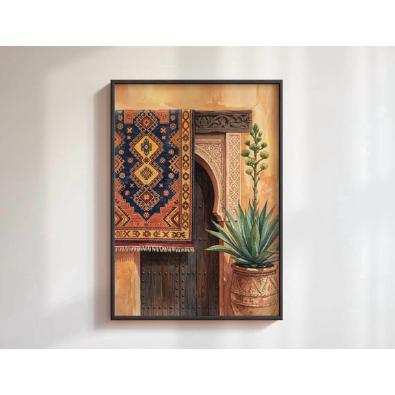 Moroccan Arch Wall Art Kilim Textile Home Decor Unframed Paper Print