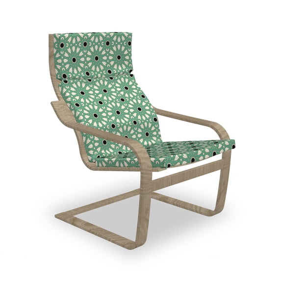 Moroccan Armchair Pad and Slipcover, North Inspired Oriental Star Pattern with Complex Lines, 1 Piece Soft Cushion Replacement with Removable Cover, Sea Green Cream Black, by Ambesonne