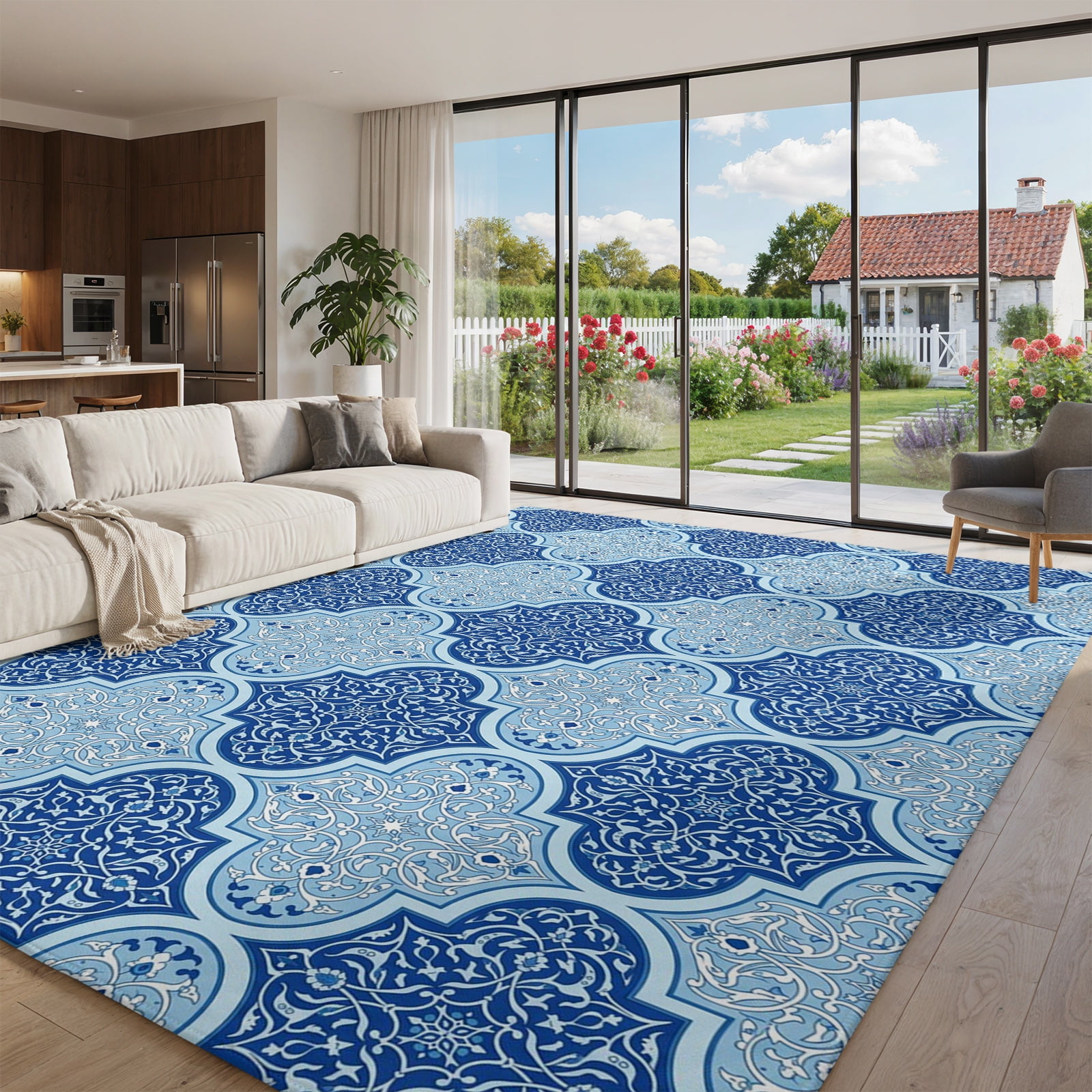Moroccan Art Area Rug 5'x7', Non-Slip Washable Rectangle Large Area Rug ...
