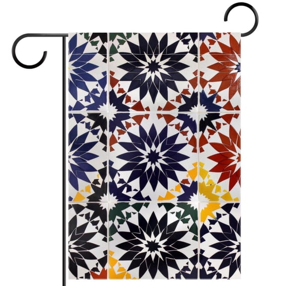 Moroccan Art Pattern Double Sided Garden Flag Decorative Weather Resistant Yard Flag, Large DIY Vertical Flag for Farmhouse Patio Lawn, 28x40 Inch