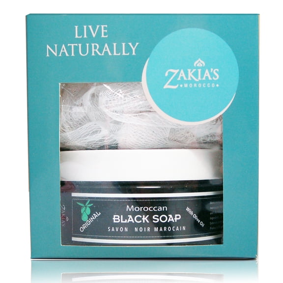 Moroccan Black Soap Exfoliation Gift Set - Natural