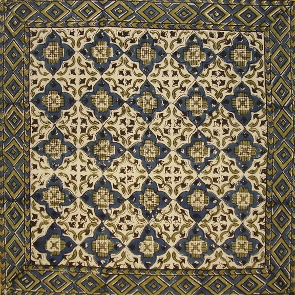 Moroccan Block Print Cotton Table Napkin 18" x 18" Indigo Blue