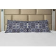 thumbnail image 1 of Moroccan Body Pillow Case Cover with Zipper, Squares with Portuguese Azulejo Ornaments Arrangement Floral Pattern Leaves, Decorative Accent Long Pillowcase, Navy Blue Beige, by Ambesonne, 1 of 1