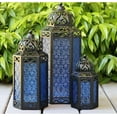 thumbnail image 1 of Moroccan Candle Lantern Decorative Set of 3 for Floor, Ramadan Decorations, Indoor Home Decor, Outdoor Patio or Porch, Weddings, Cobalt, 1 of 7