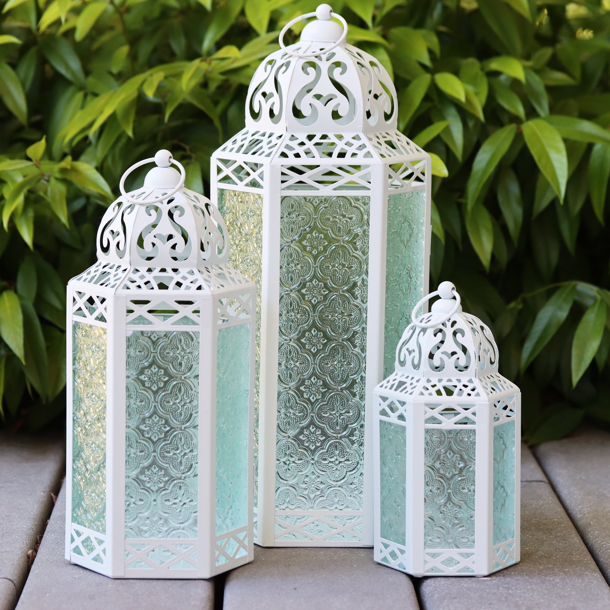 Large white floor lanterns on sale