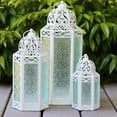 thumbnail image 1 of Moroccan Candle Lantern Decorative Set of 3 for Floor, Ramadan Decorations, Indoor Home Decor, Outdoor Patio or Porch, Weddings, White, 1 of 8