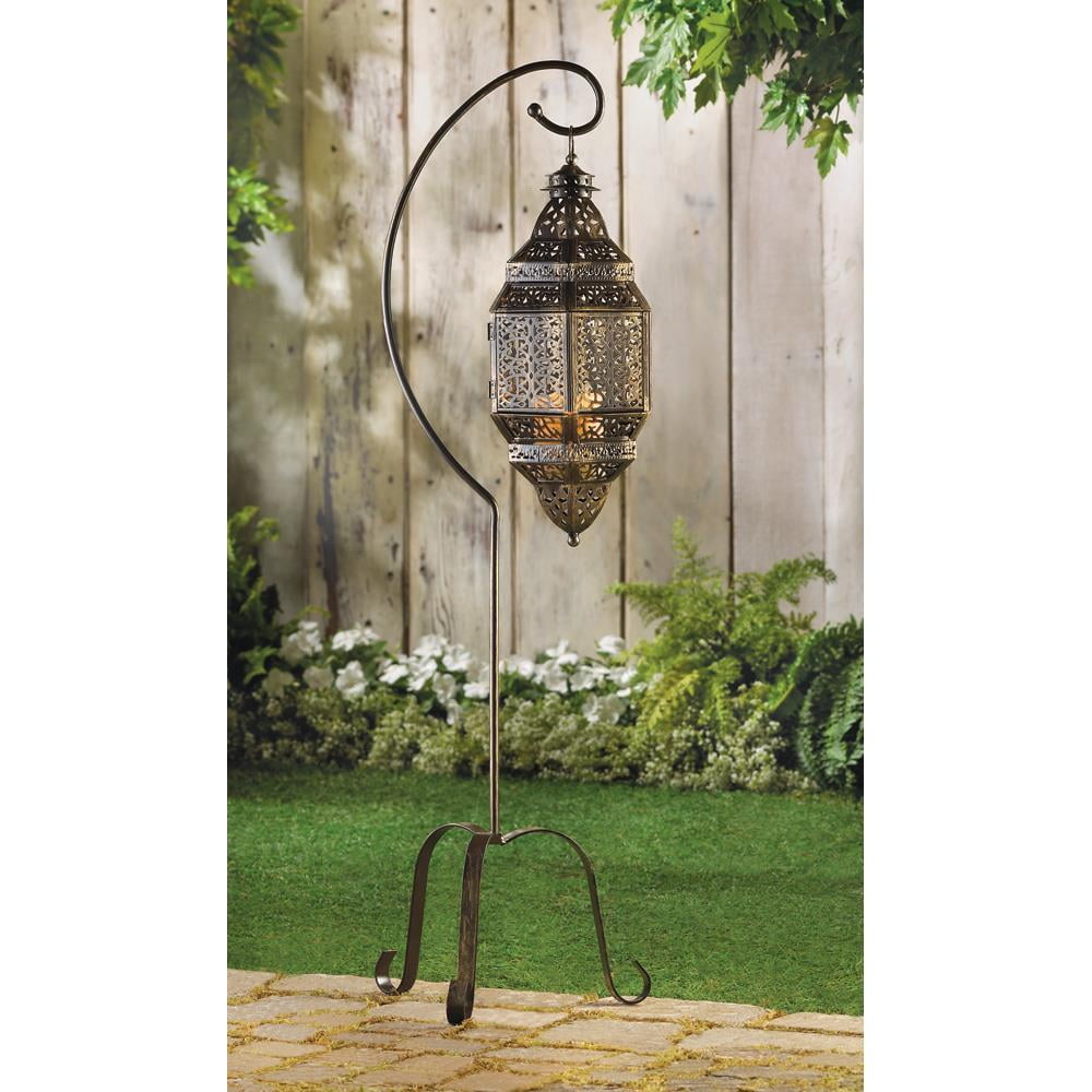 Tall Moroccan Iron Candle Lantern with Stand