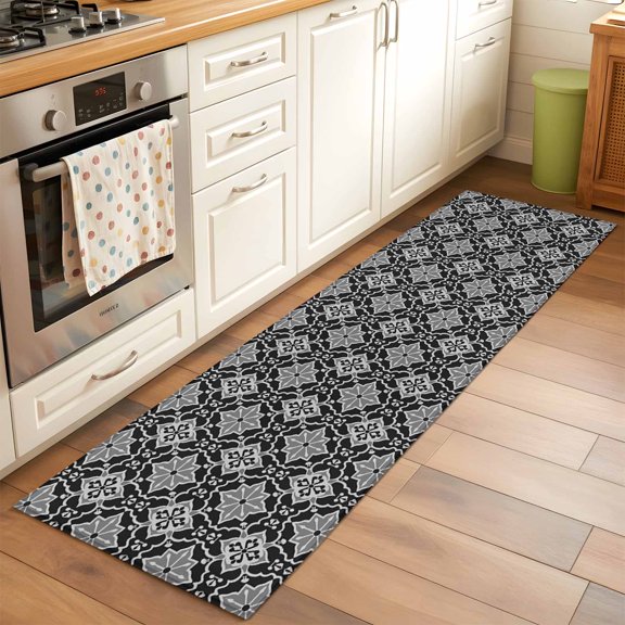 Moroccan Classical Rhombus Pattern Rectangle Rug 2'x6' Kaleidoscope Abstract Art Washable Area Rugs for Living Room Bedroom Entryway Non Slip Entrance Door Mat Indoor Floor Carpet