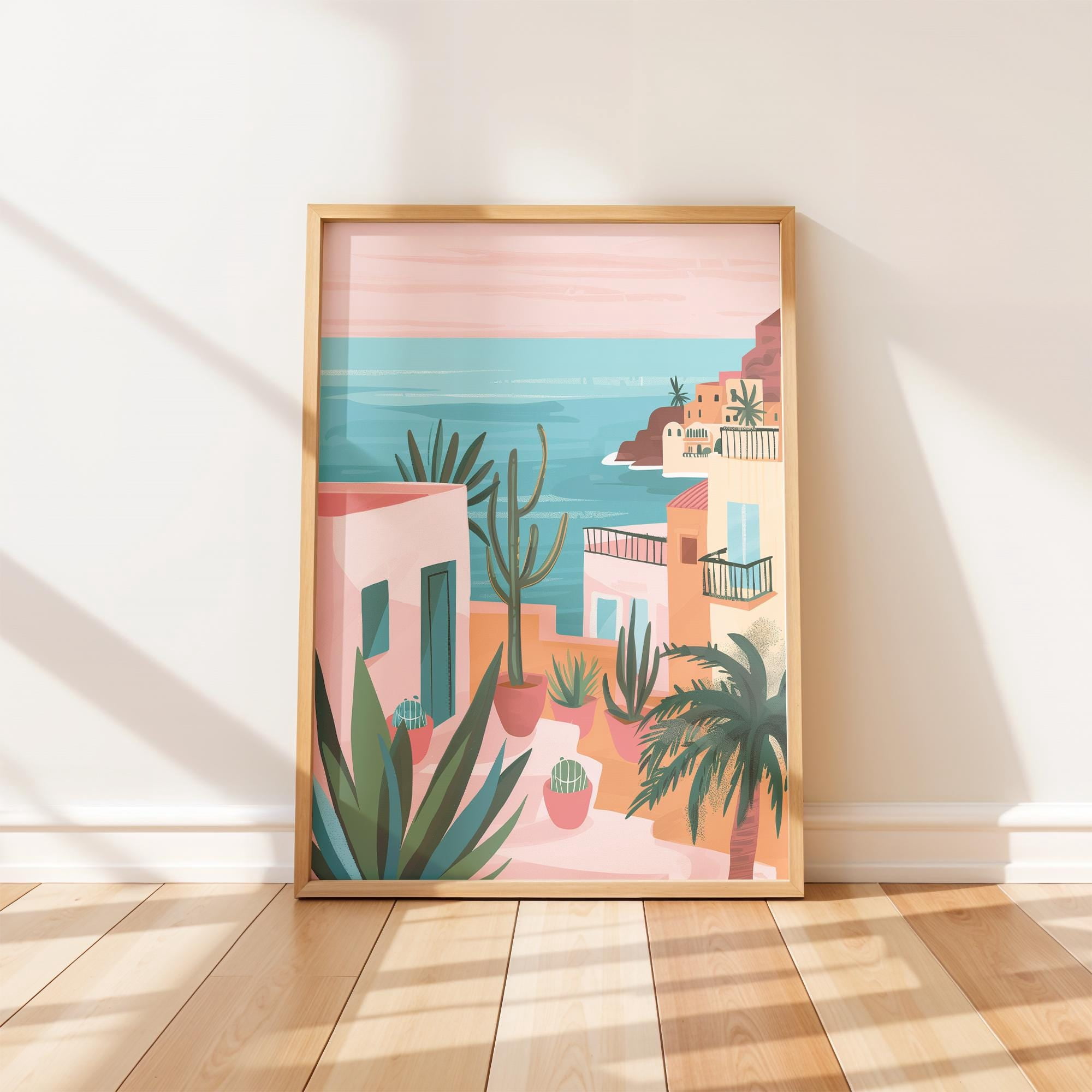 Roooftops Moroccan Coastal Town Terracotta Rooftops Sea Poster , Poster Print ...