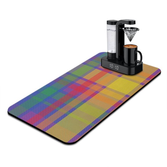 Moroccan Coffee Station Mat - Eco-Friendly Absorbent Coffee Pad, Geometric Pattern, Slip-Resistant Countertop Protector, 15.7 x 23.6 Inch