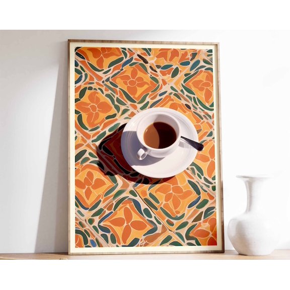 Moroccan Coffee Vintage Cafe Food Illustration Wall Art Print, Unframed Paper Poster 8x10in