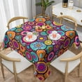 thumbnail image 1 of Moroccan Colorful Circles Flower Waterproof Picnic Party Square Table Cloth Cover Decorations Fabric 60 X 60 Inches Square Tablecloth for 30-46 Inch Home Dining Room Kitchen Decor, 1 of 6