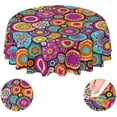 thumbnail image 1 of Moroccan Colorful Circles Flower Waterproof Picnic Patio Party Round Table Cloth Cover Decorations Fabric 60 Inch Circular Tablecloth for 20-47 Inch Home Dining Room Kitchen Decor, 1 of 6