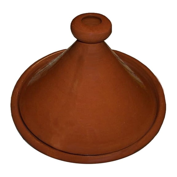Moroccan Cooking Tagine 12 inches Brown Clay Round Handmade Safe Traditional