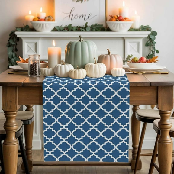 Moroccan Cotton Linen Table Runner, Washable Table Runners for Kitchen, Dining Room, Holiday, Home Party Table Decor, 13x48 Inches
