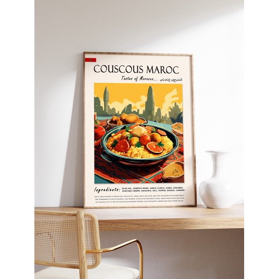 Moroccan Couscous Kitchen Food Poster, Unframed Paper Poster 8x10in