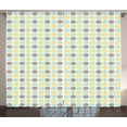 thumbnail image 1 of Ambesonne Moroccan Curtains 2 Panel Set, Oriental Art Retro Folk, 108" x 96", Pale Blue Yellow, 1 of 3