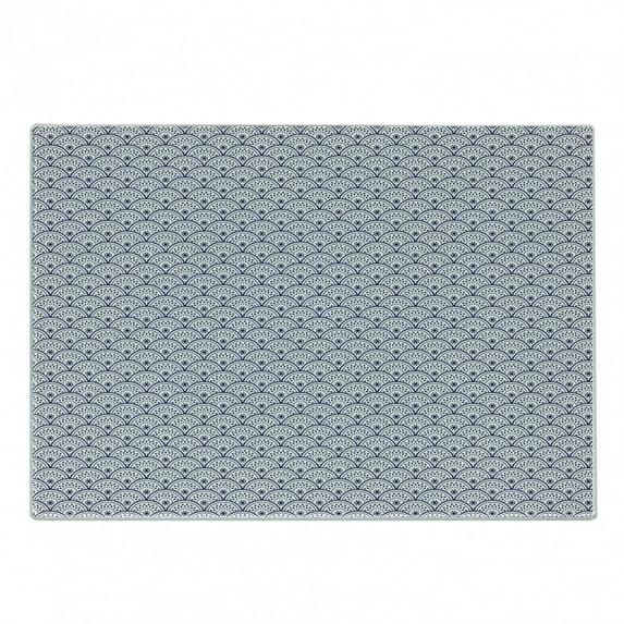 Moroccan Cutting Board, Scale Floral Geometric Ceramic Pattern Inspired Circles Illustration Print, Decorative Tempered Glass Cutting and Serving Board, in 3 Sizes, by Ambesonne