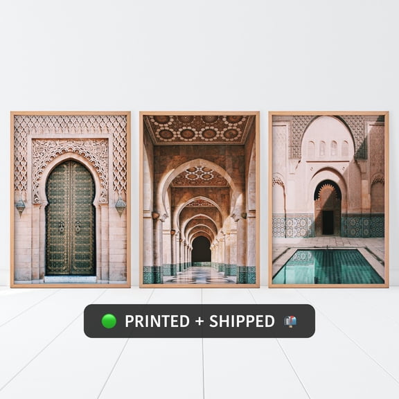 Moroccan Decor, Boho Wall Art MAILED, Prints, PRINTED Marrakech Wall Art, Moroccan Door Print, Blush Pink Wall Art, Moroccan Art, Stretched Canvas